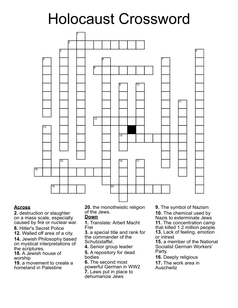 Holocaust Crossword