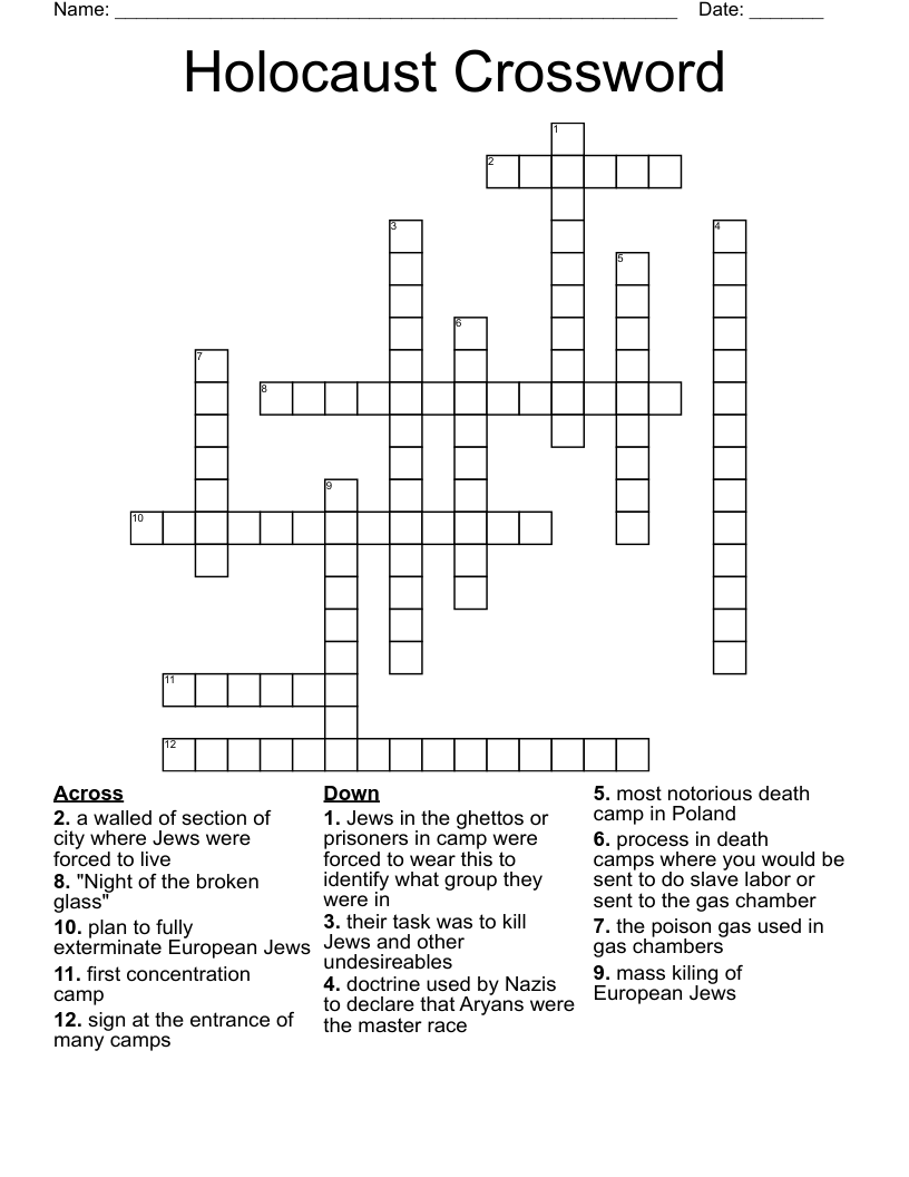 Holocaust Crossword