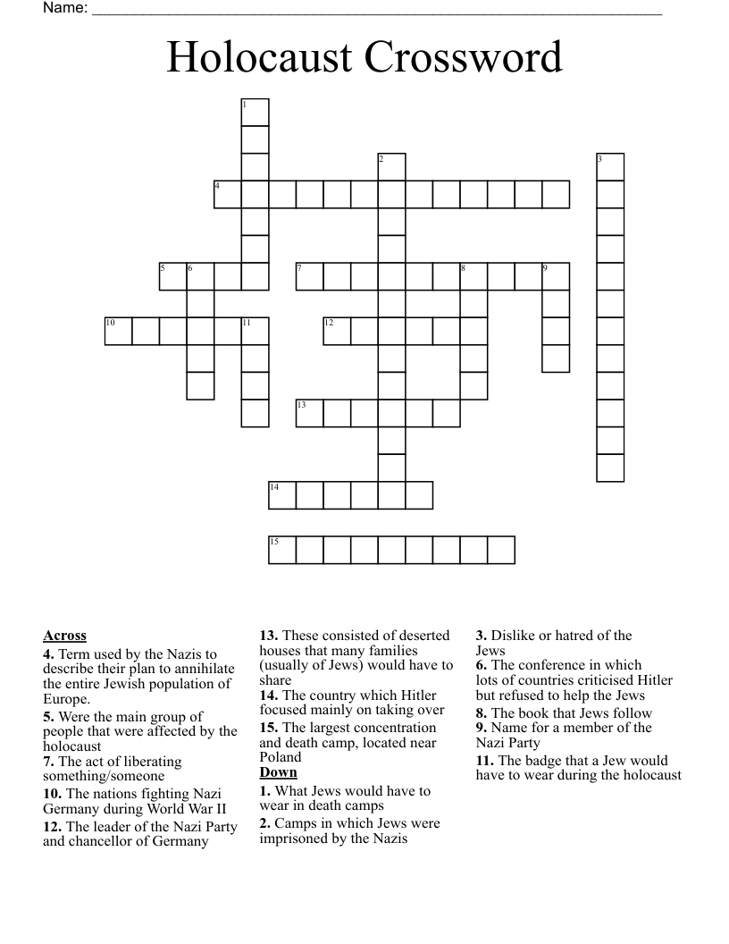 Holocaust Crossword