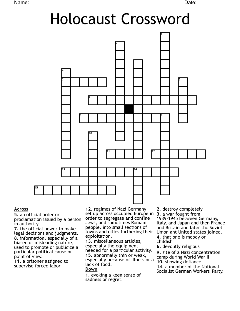 Holocaust Crossword