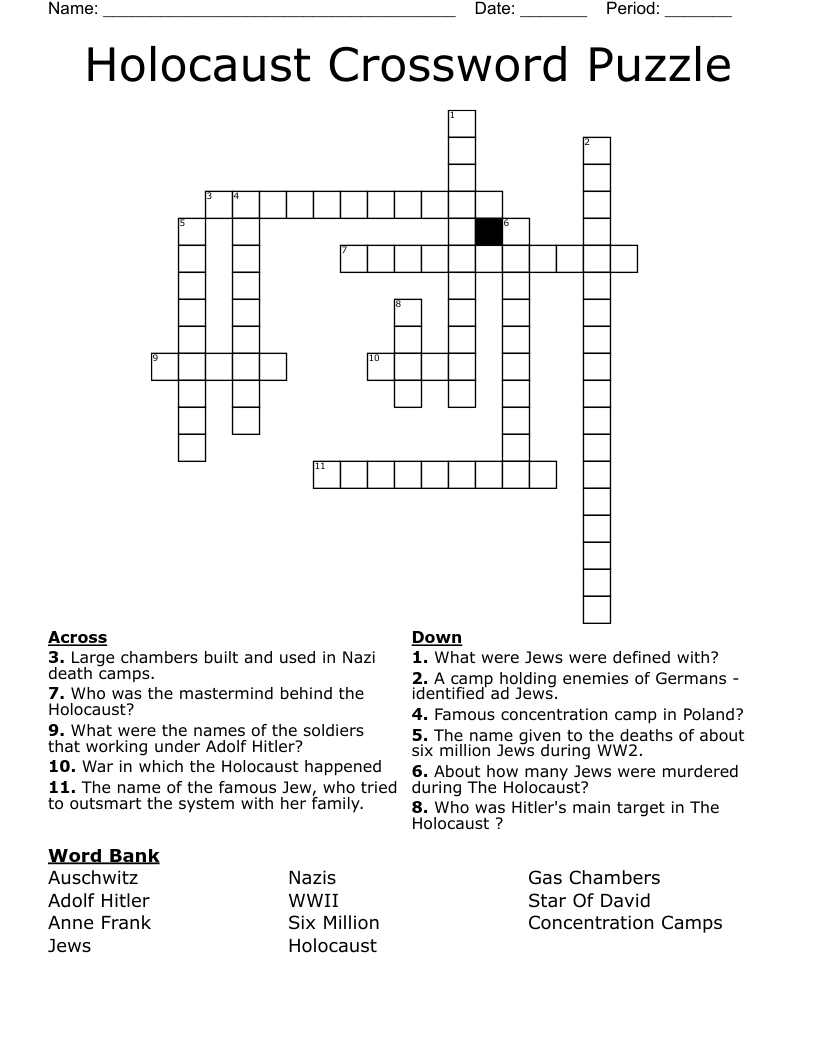 Holocaust Crossword Puzzle