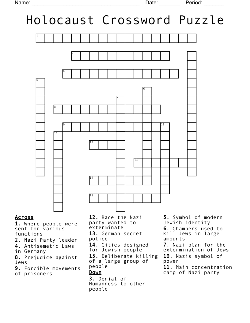 Holocaust Crossword Puzzle