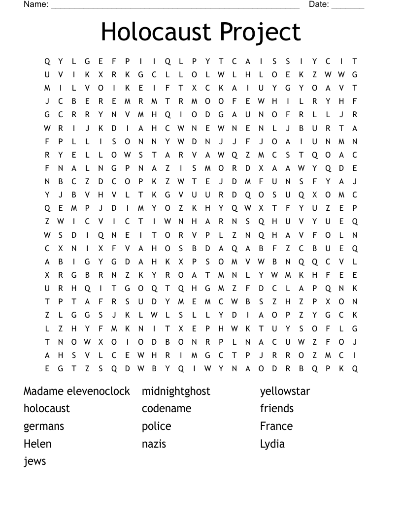 Holocaust Project Word Search