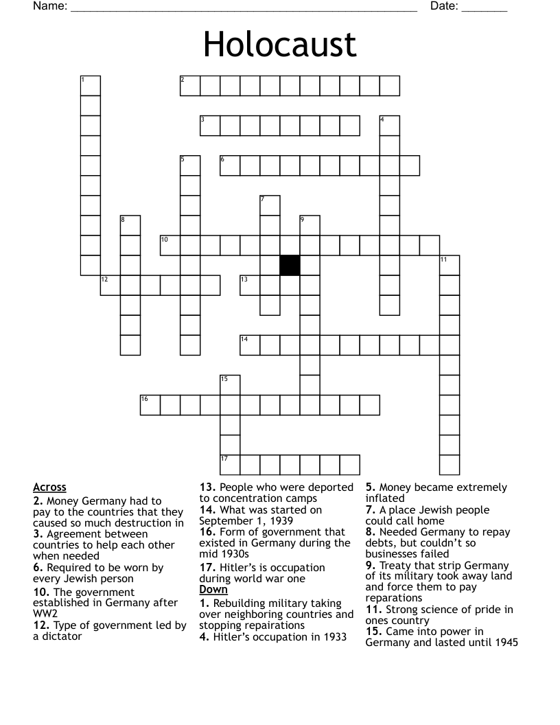 Holocaust  Crossword