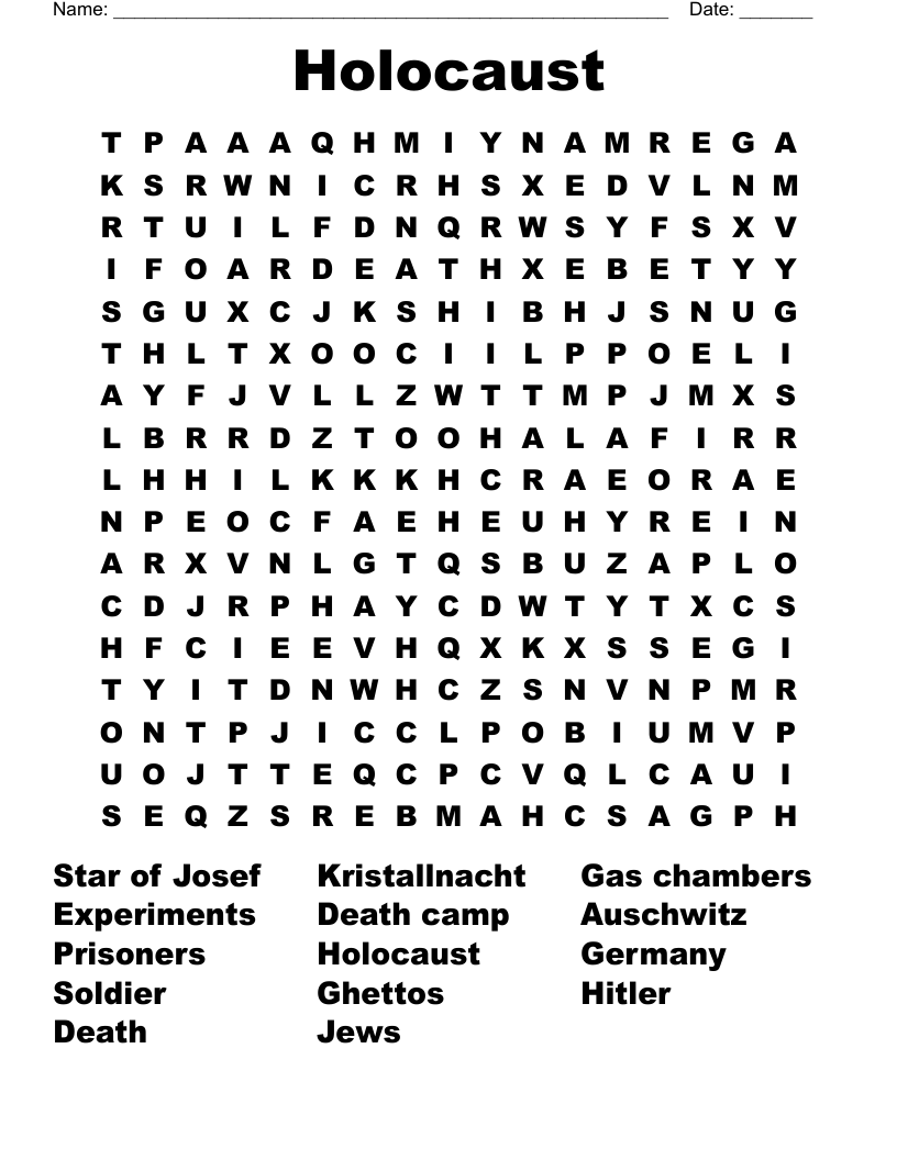 Holocaust  Word Search