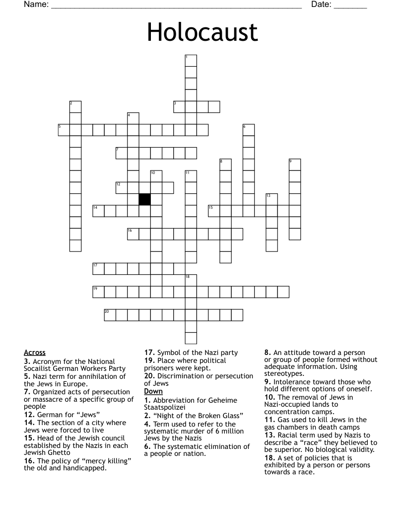 Holocaust  Crossword