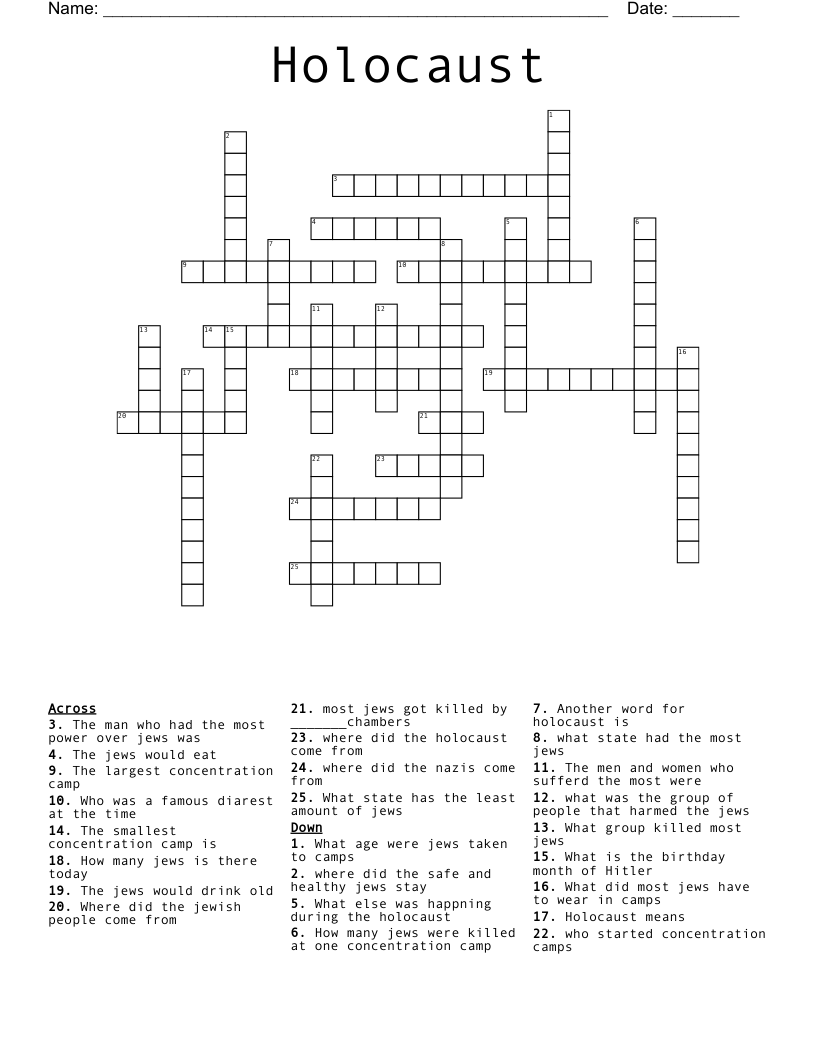 Holocaust  Crossword