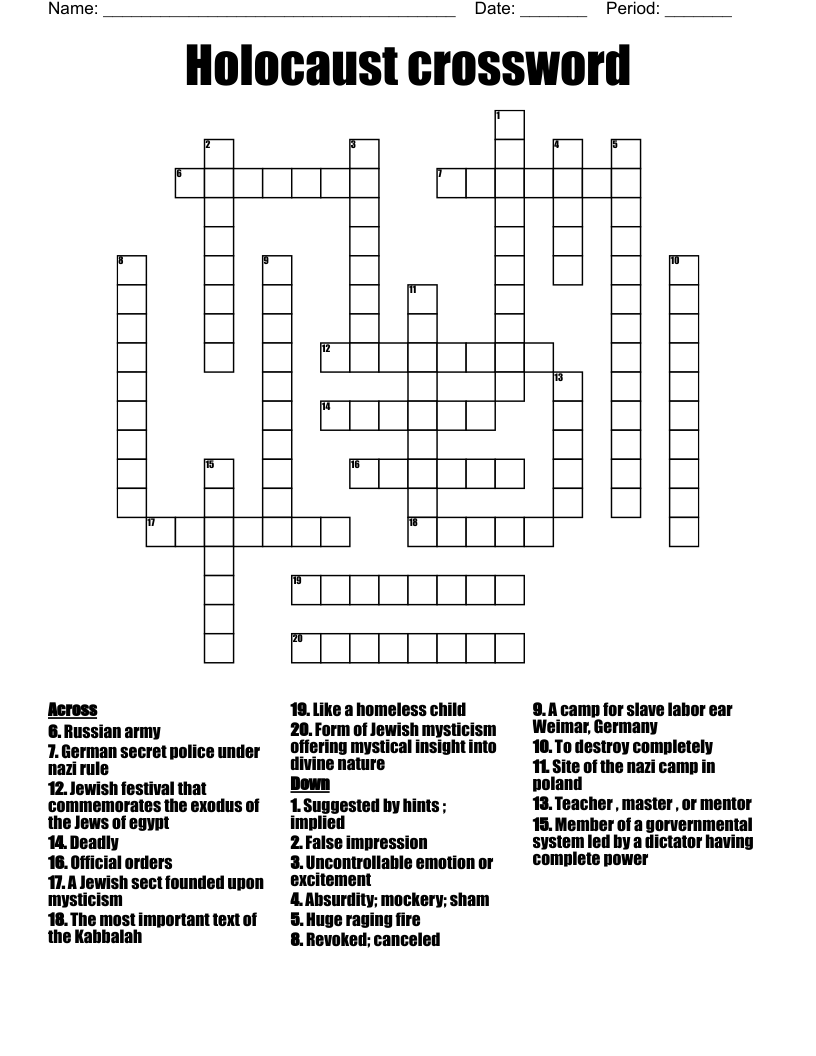 Holocaust crossword