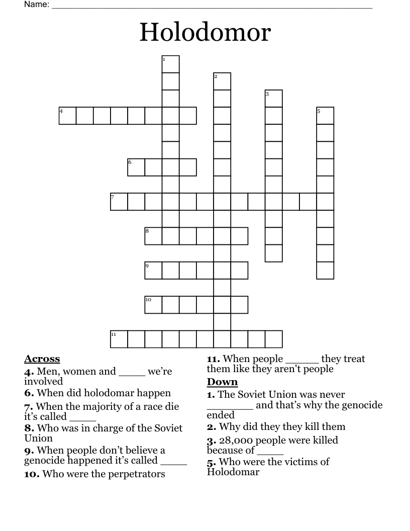 Holodomor  Crossword