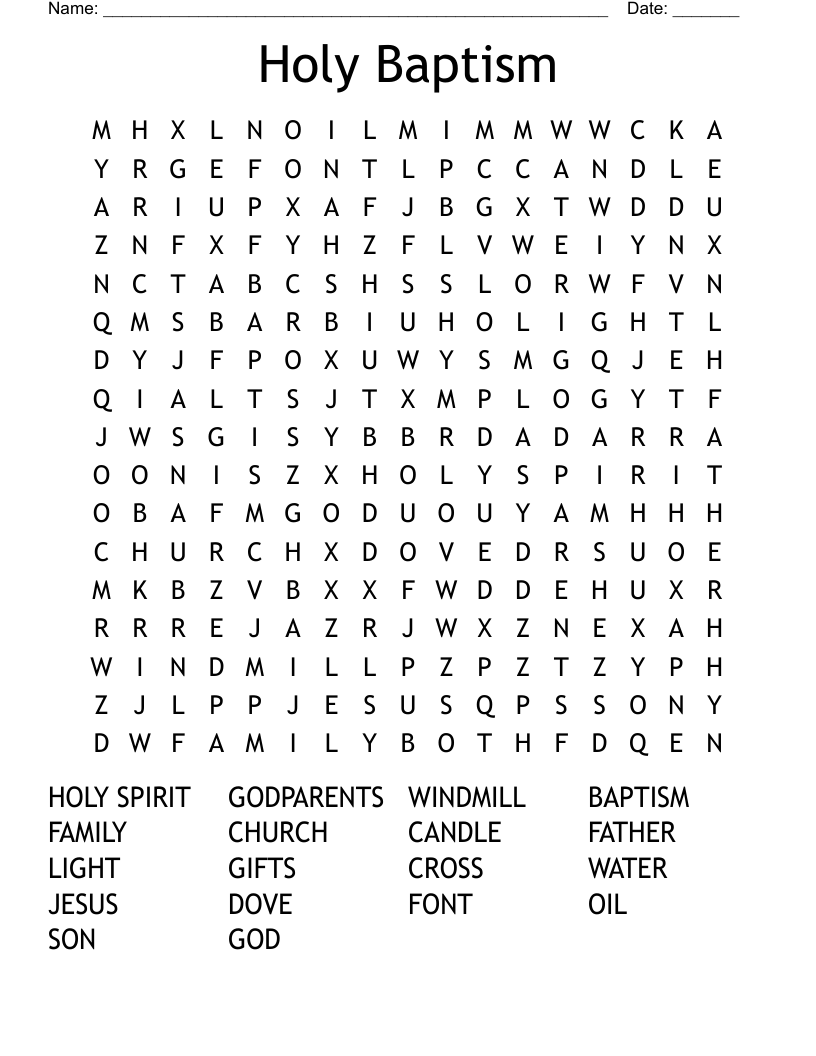 Holy Baptism Word Search