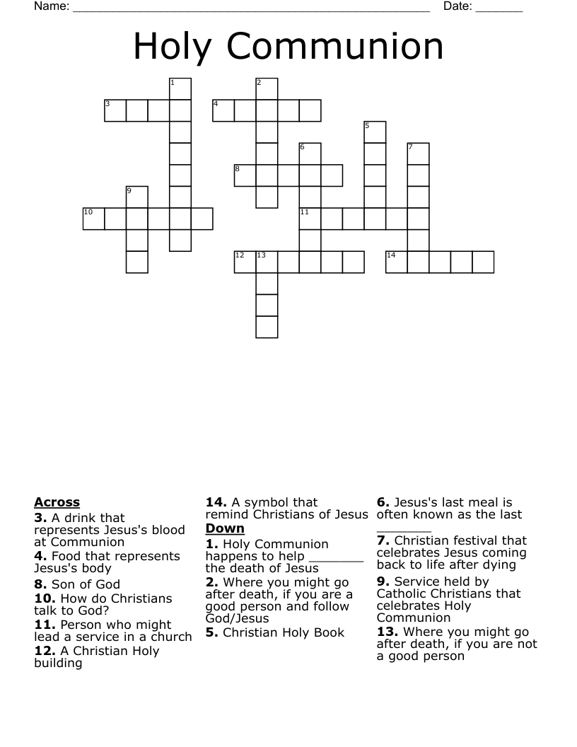 Holy Communion Crossword
