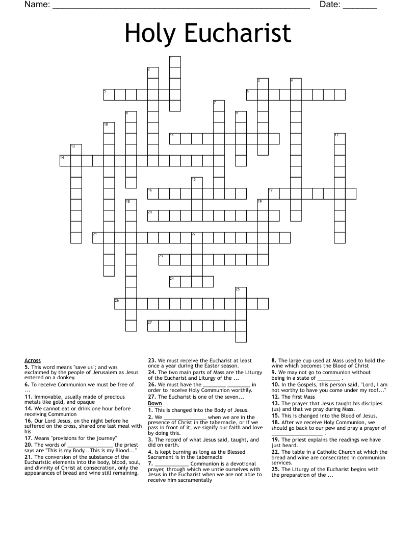 Holy Eucharist Crossword