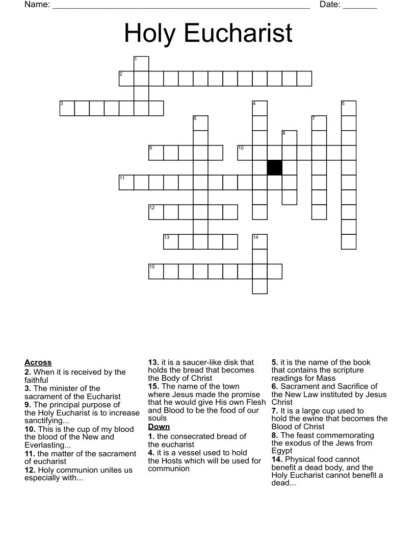 Holy Eucharist Crossword