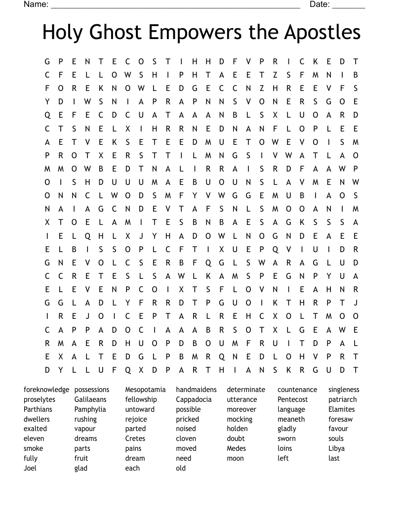 Holy Ghost Empowers the Apostles Word Search
