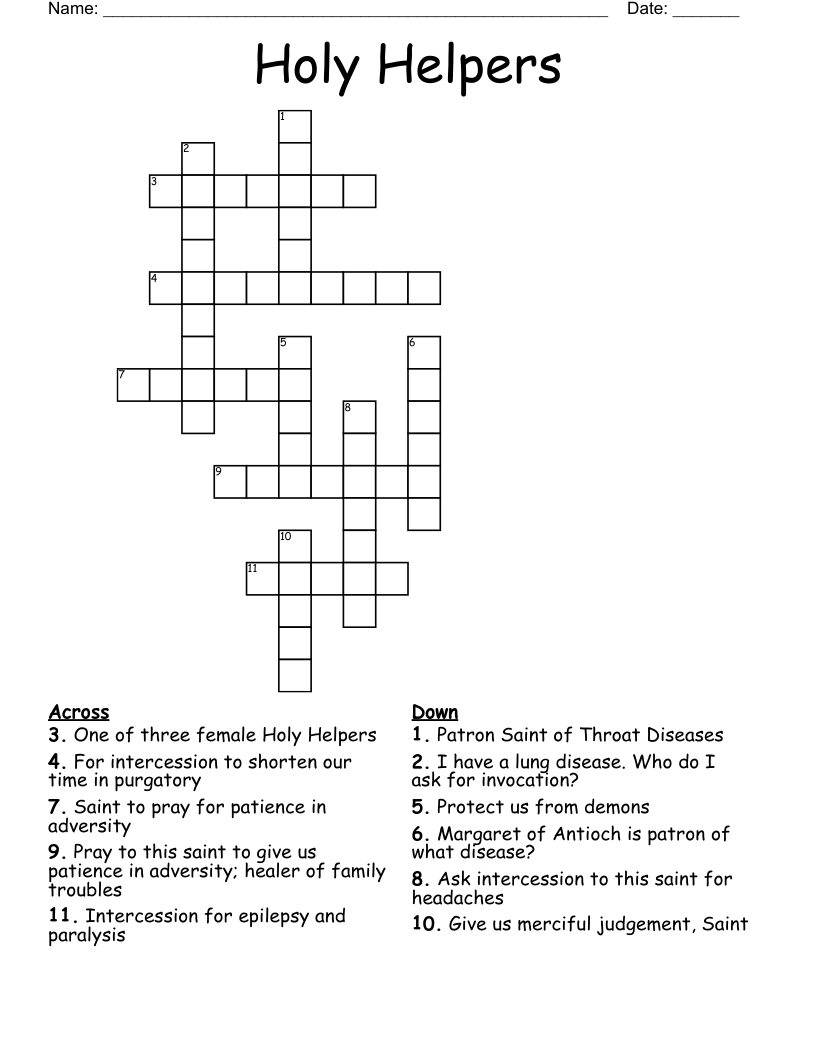 Holy Helpers Crossword