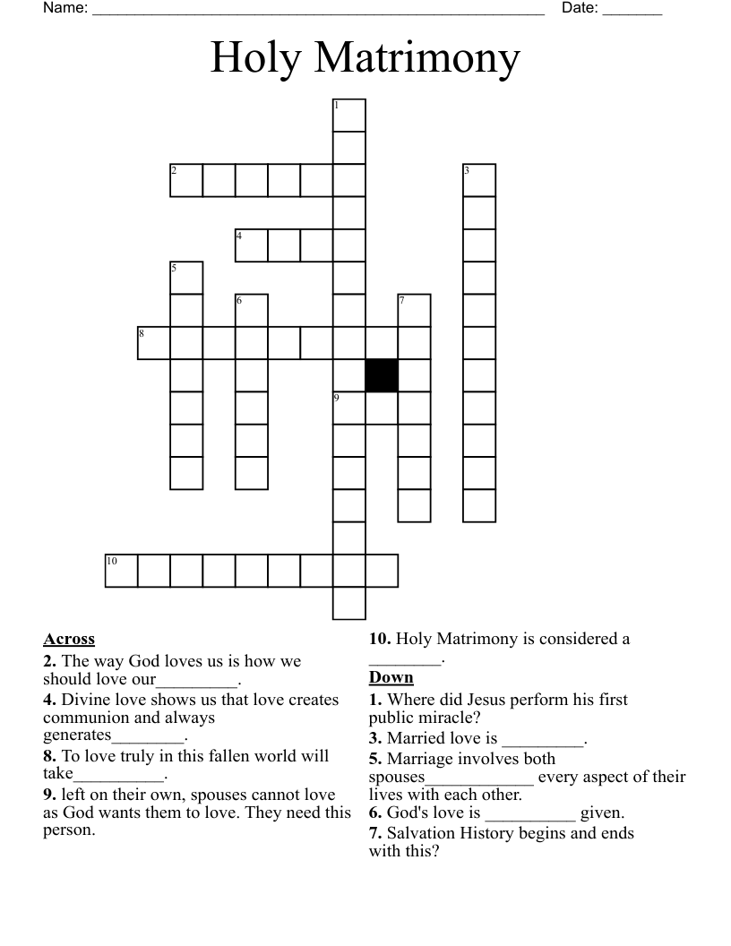 Holy Matrimony Crossword