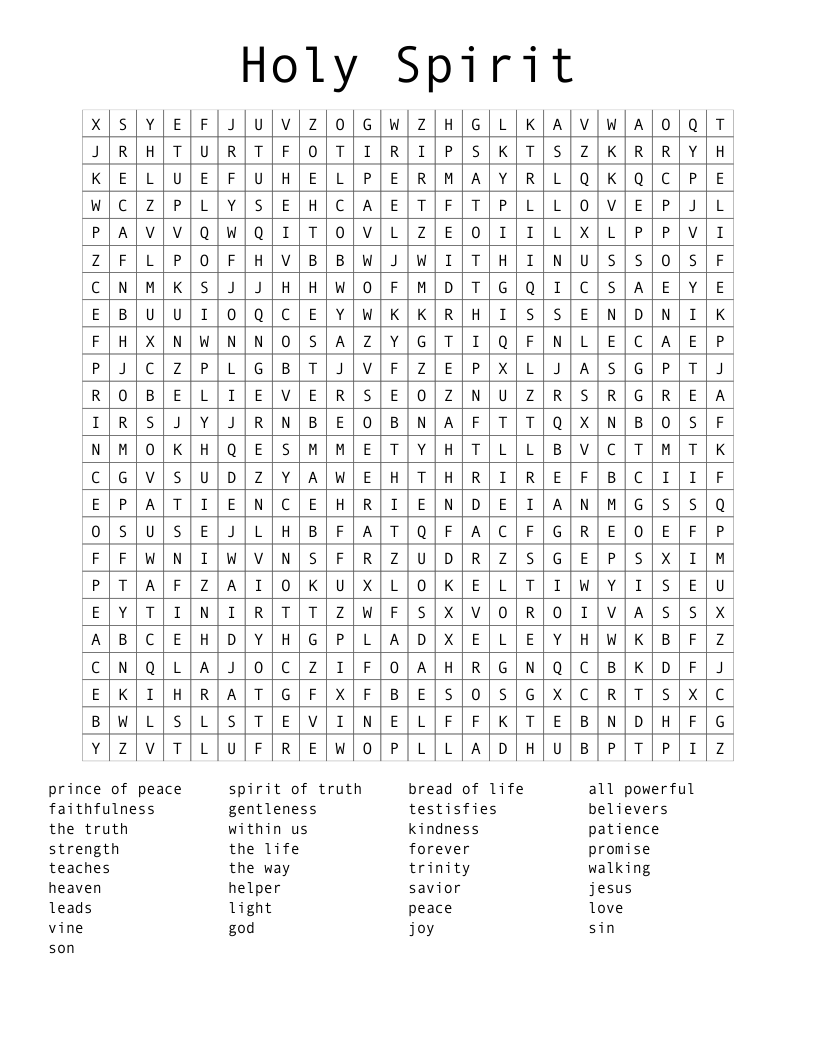 Holy Spirit Word Search
