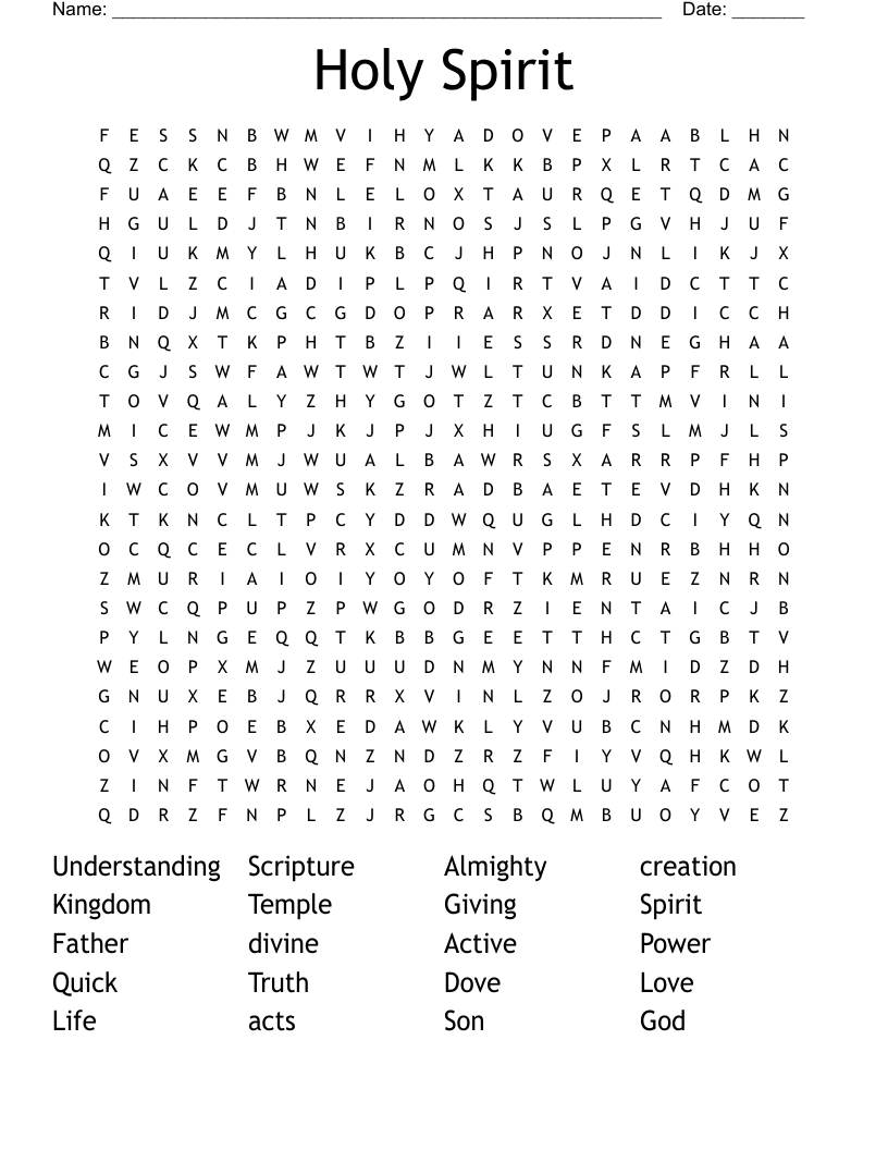 Holy Spirit Word Search