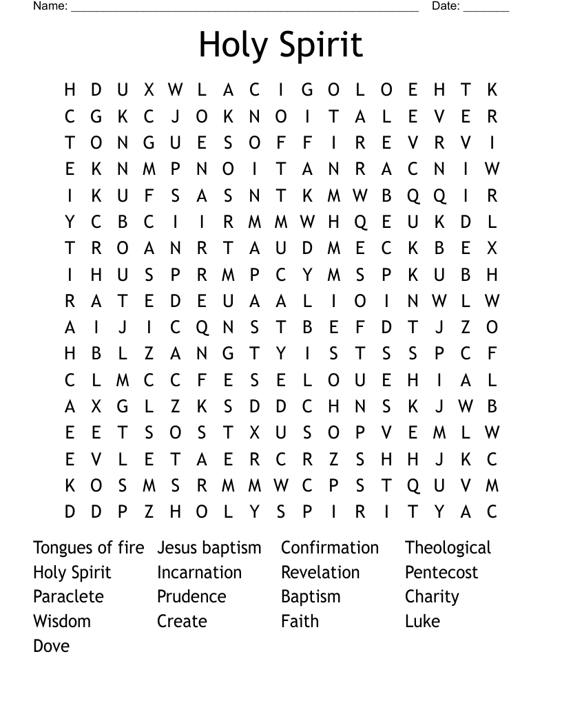 Holy Spirit  Word Search