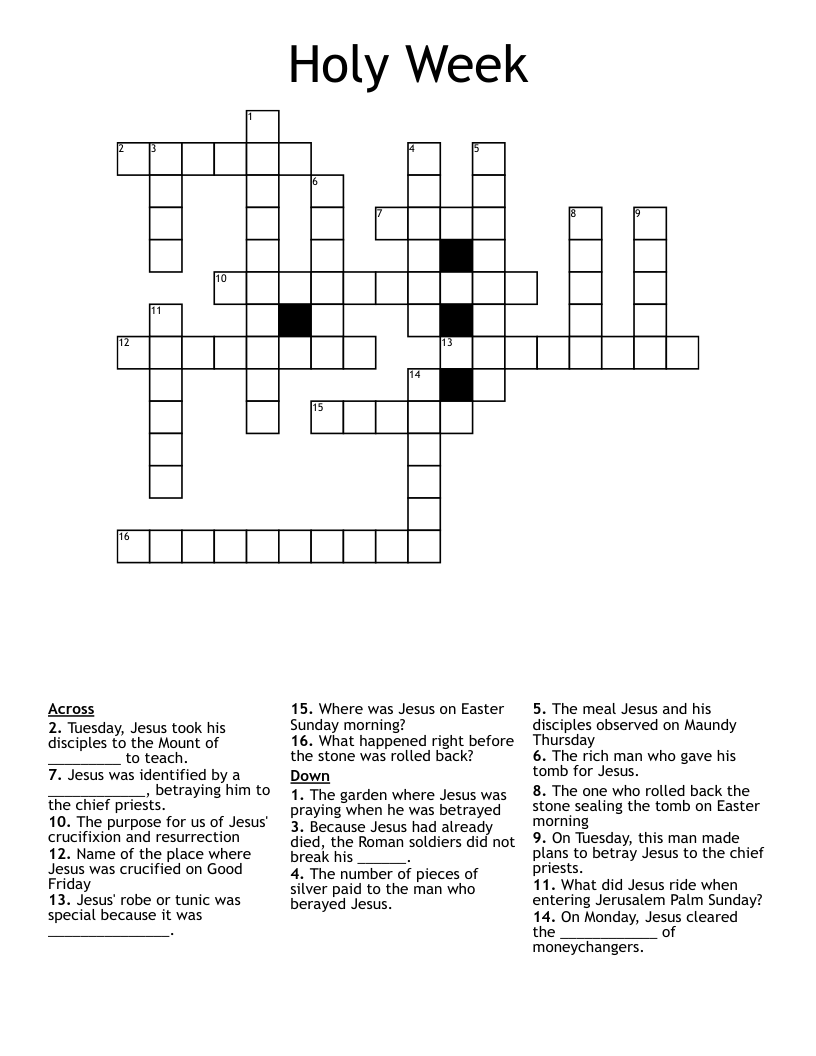 Holy Week Crossword