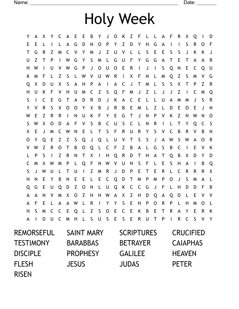 Holy Week Word Search