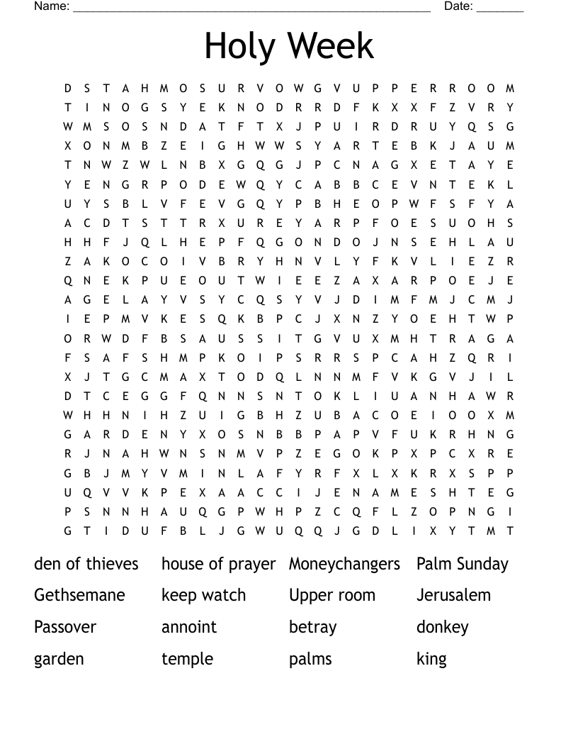 Holy Week Word Search