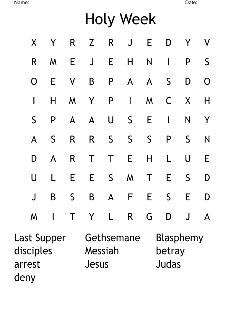 Holy Week Word Search