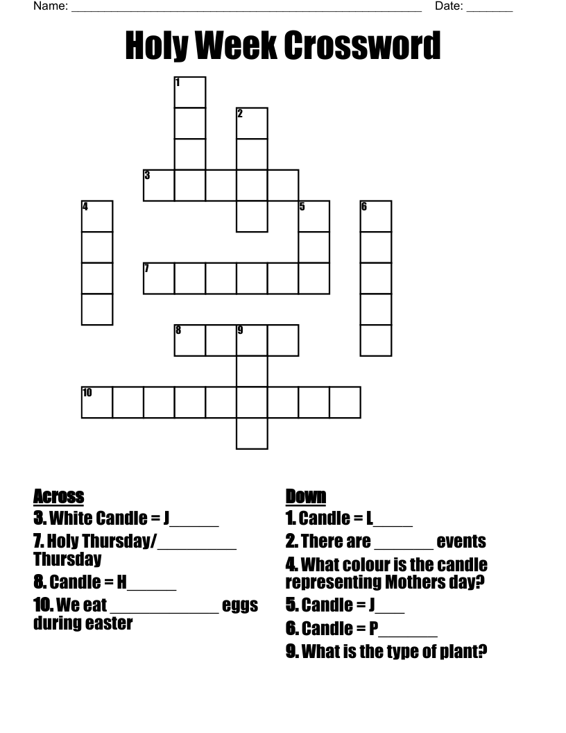 Holy Week Crossword