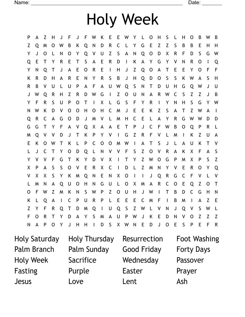 Holy Week  Word Search