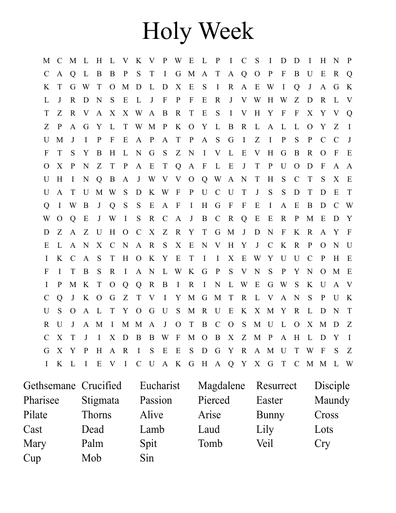 Holy Week  Word Search