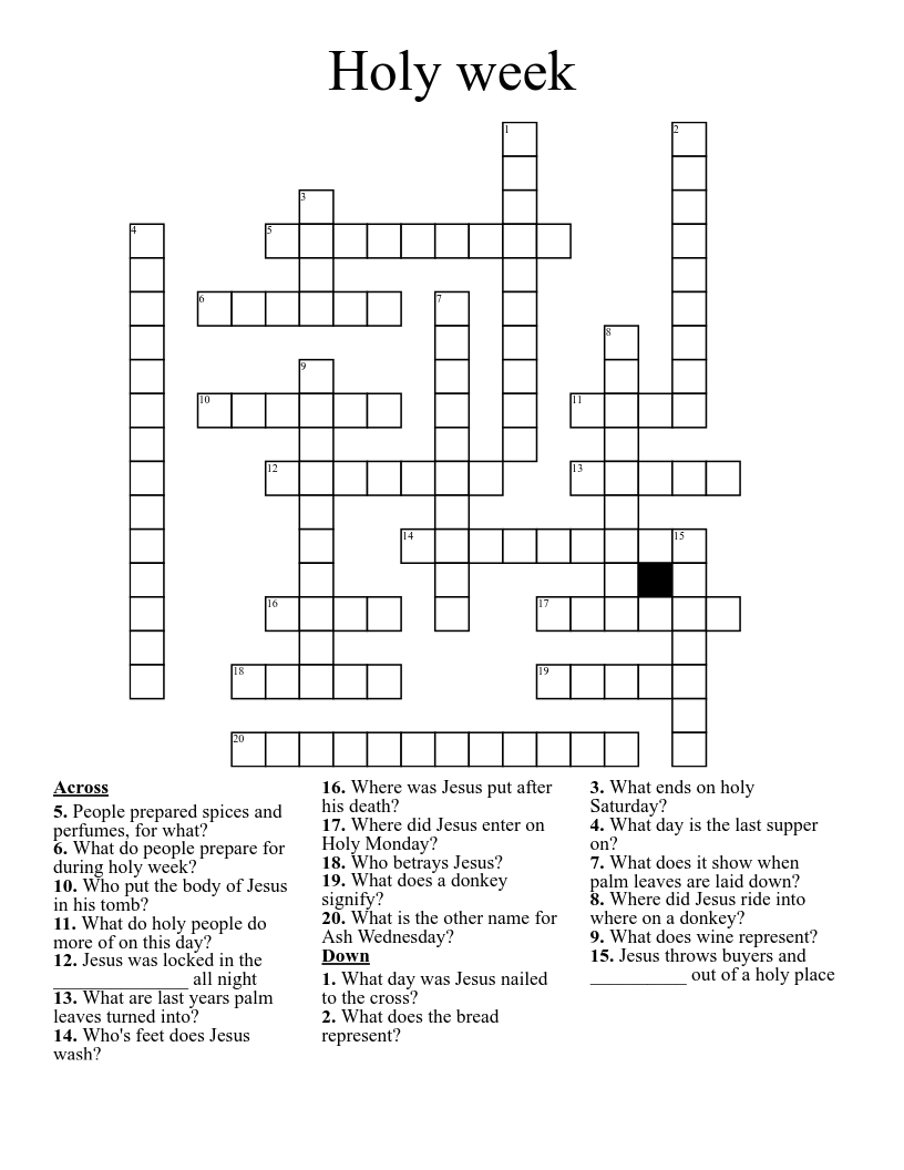 Holy week  Crossword