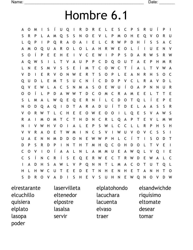 Hombre 6.1 Word Search