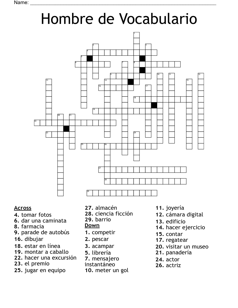 Hombre de Vocabulario Crossword