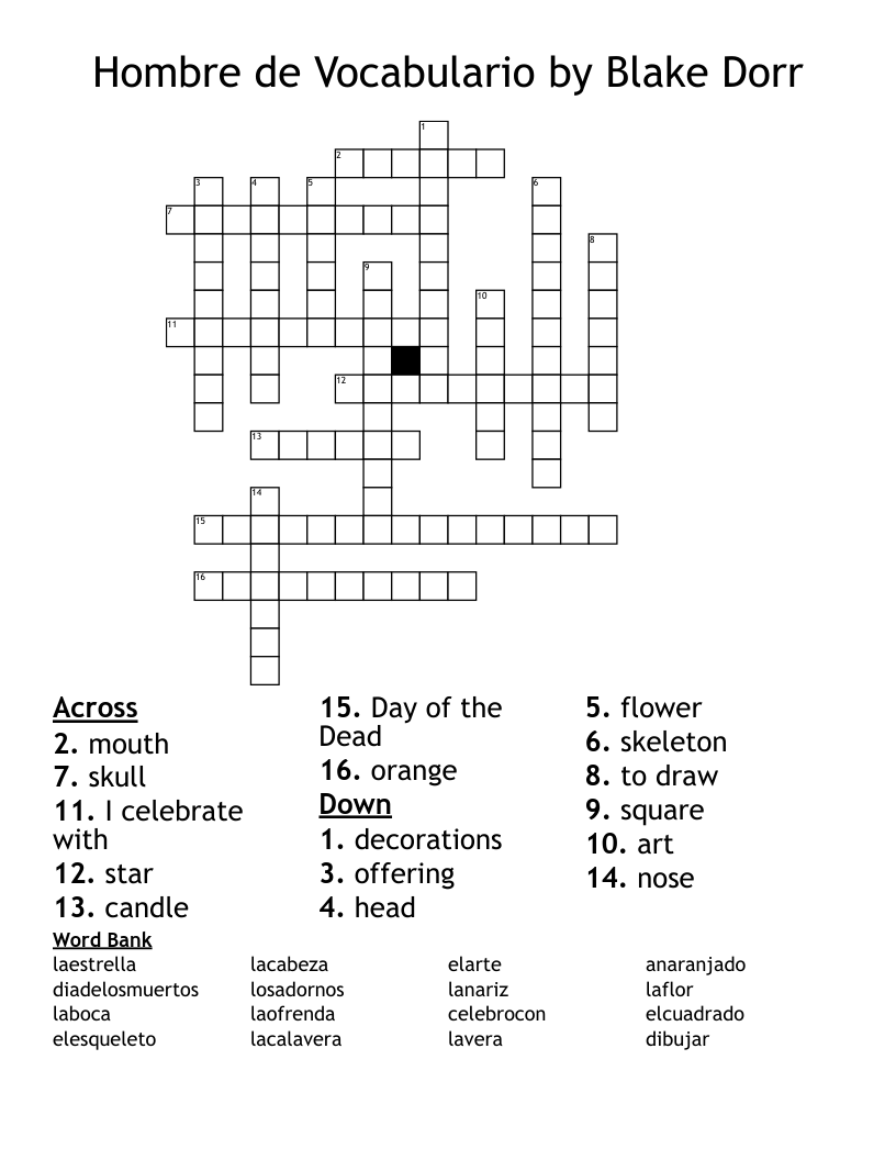 Hombre de Vocabulario by Blake Dorr Crossword