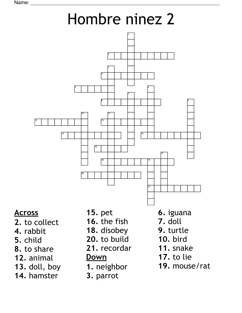 Hombre ninez 2 Crossword