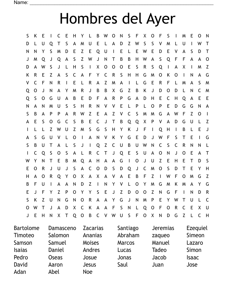 Hombres del Ayer Word Search