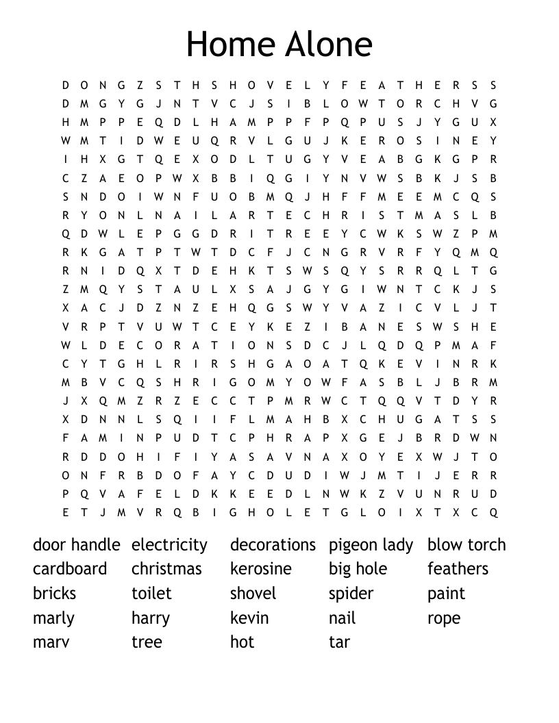 Home Alone Word Search