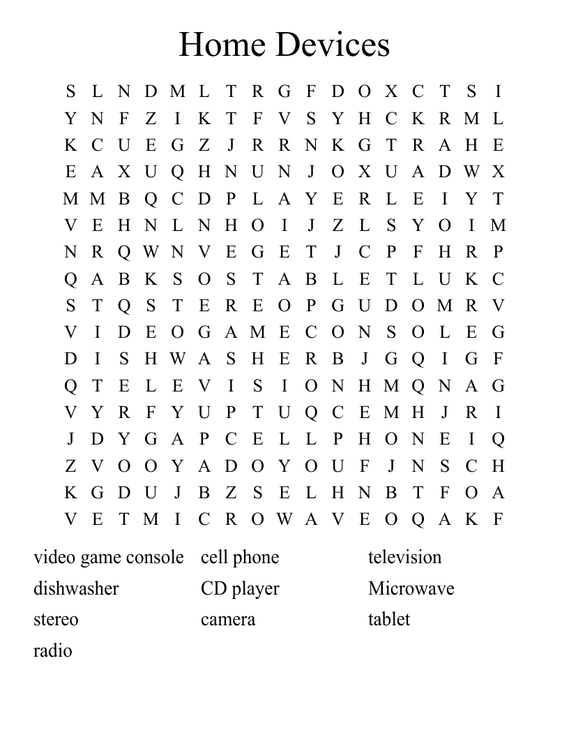 Home Devices Word Search