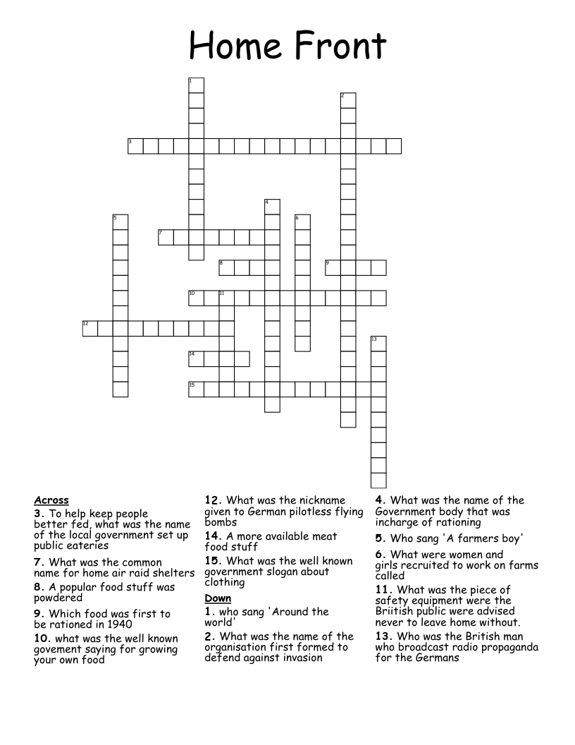 Home Front Crossword