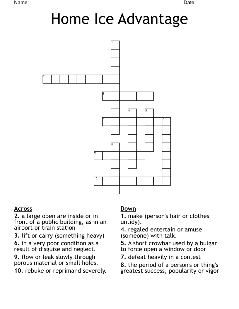Home Ice Advantage Crossword