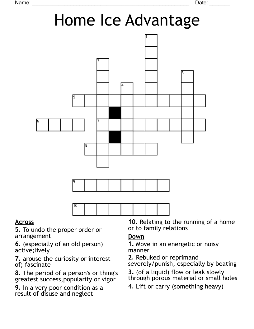 Home Ice Advantage Crossword