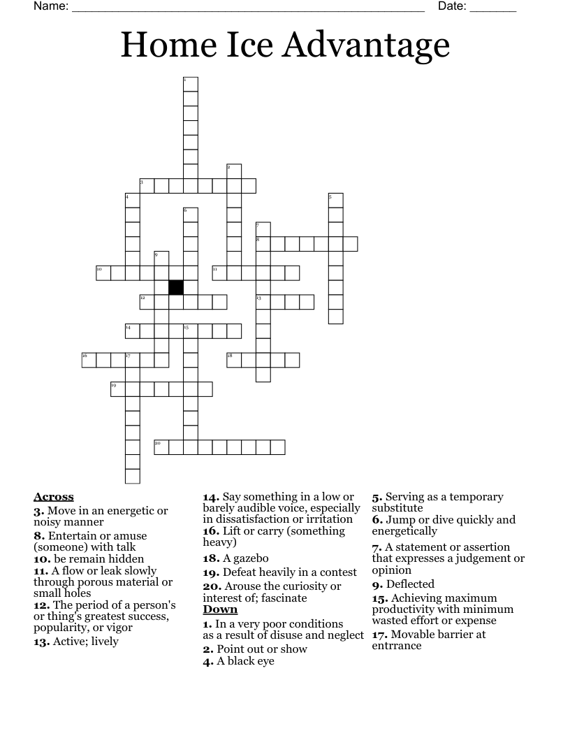 Home Ice Advantage Crossword