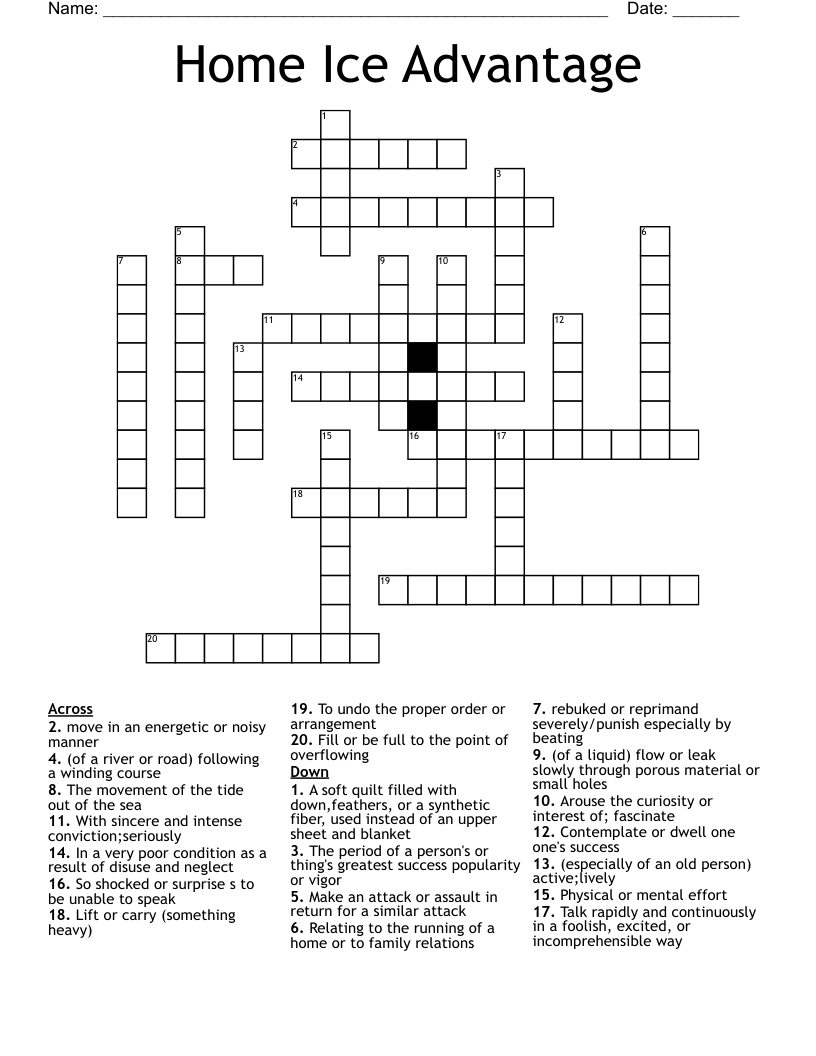 Home Ice Advantage Crossword