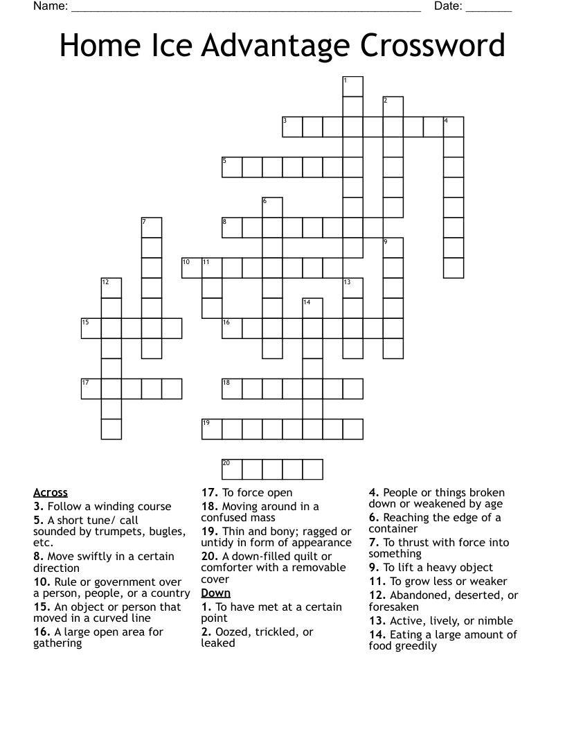 Home Ice Advantage Crossword