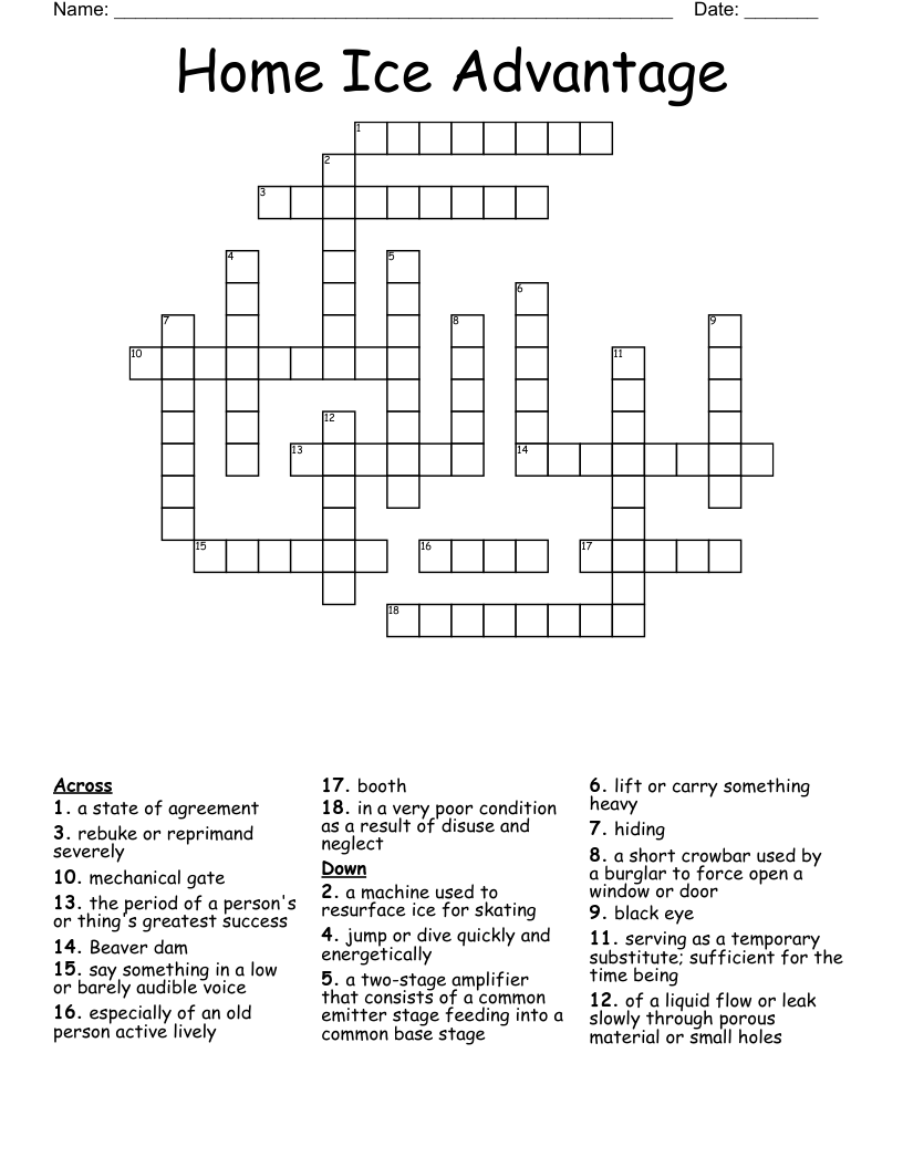 Home Ice Advantage  Crossword
