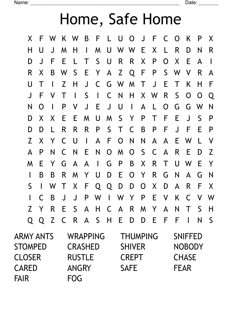 Home, Safe Home  Word Search