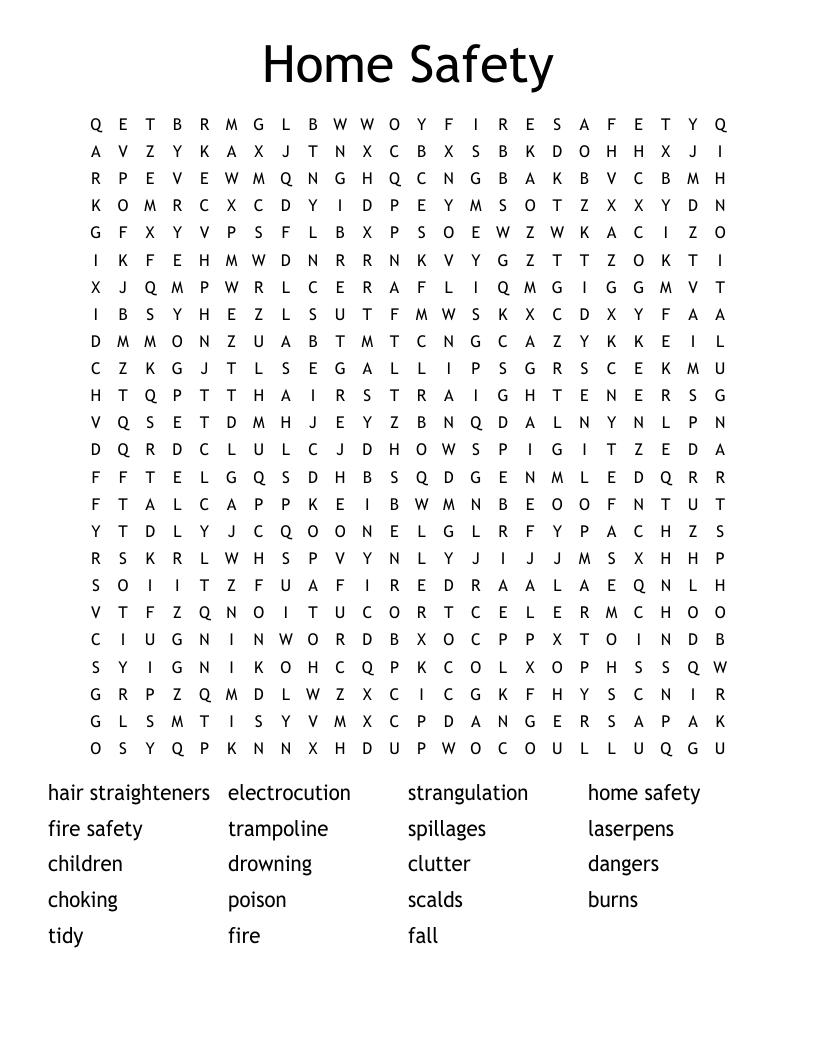 Home Safety Word Search