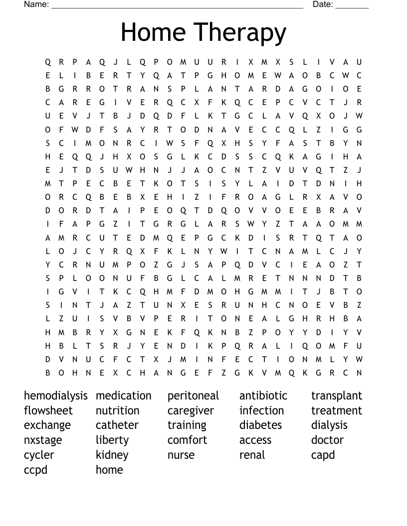 Home Therapy Word Search