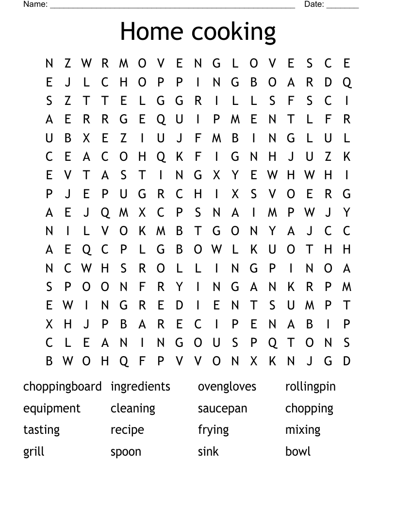 Home cooking  Word Search