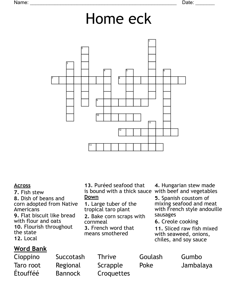 Home eck Crossword